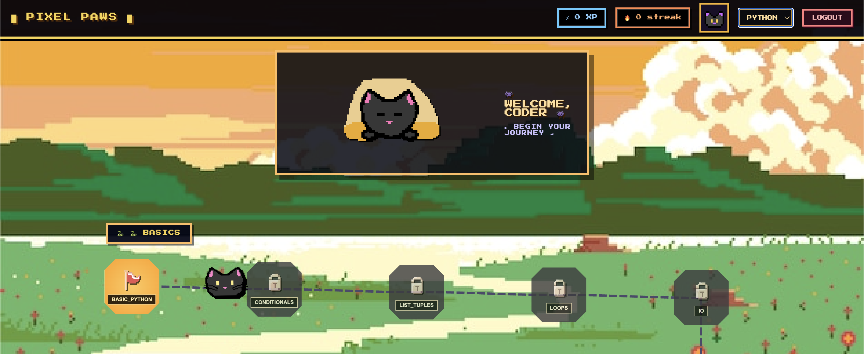 Pixel Paws application dashboard